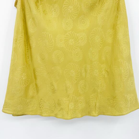Leifsdottir Anthropologie 100% Silk Ruffle Blouse Gold Floral Texture Womens 0 - Picture 5 of 11